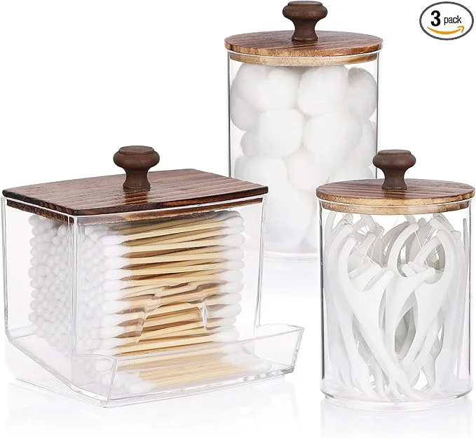 Proven Tmax Qtips Holder Bathroom Container 10oz Big Qtips Dispenser Cotton Ball Trendy