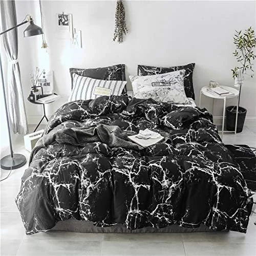 Specialty Cottonight Black Marble Comforter Set Queen Marble Bedding Set Black and White Abstract Modern Blanket Quilts Marble Texture Comforter Black Bedding Set for Men Women Adults Kids Carefully Designed