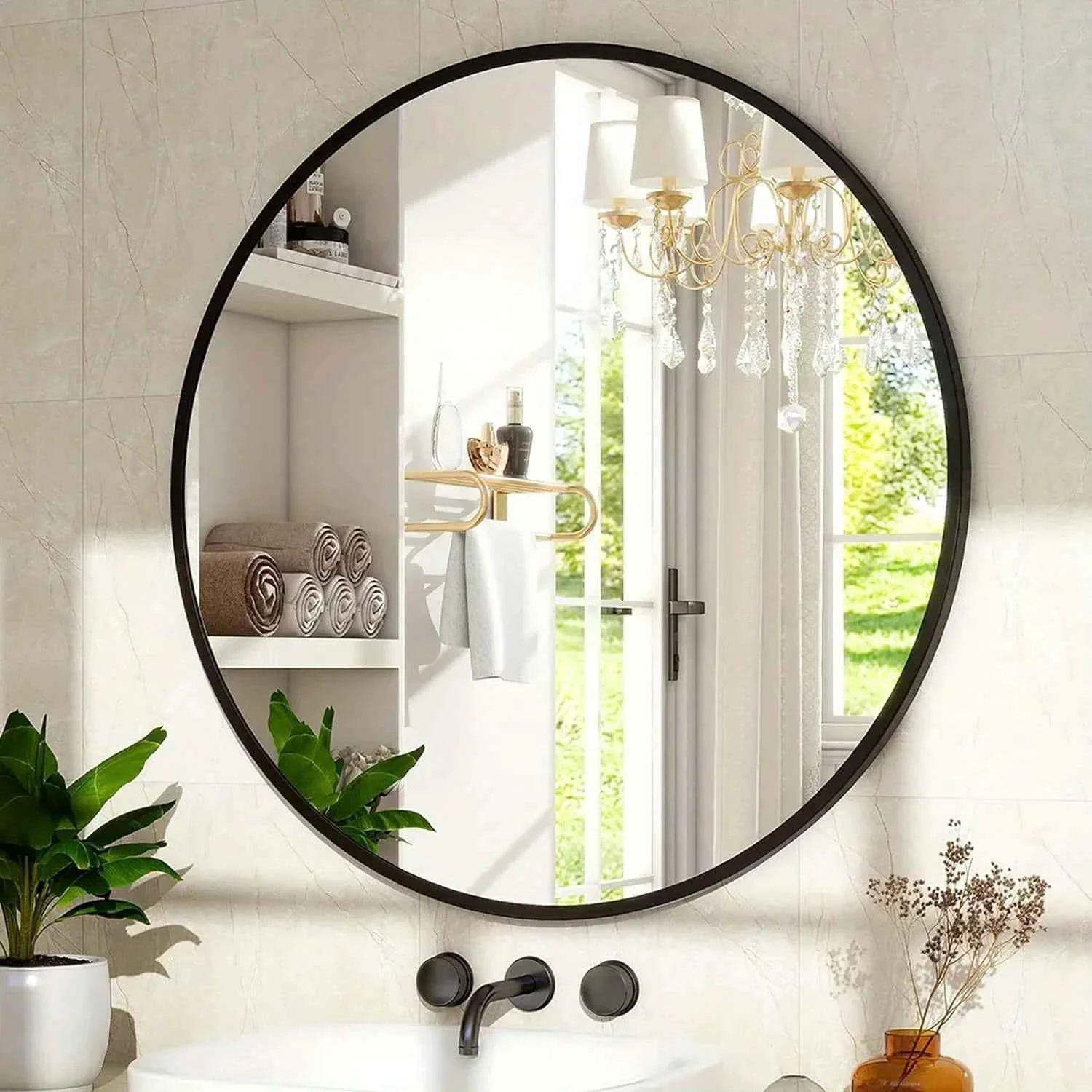Fast Wall Mirror – Modern Metal 30 Inch Organic