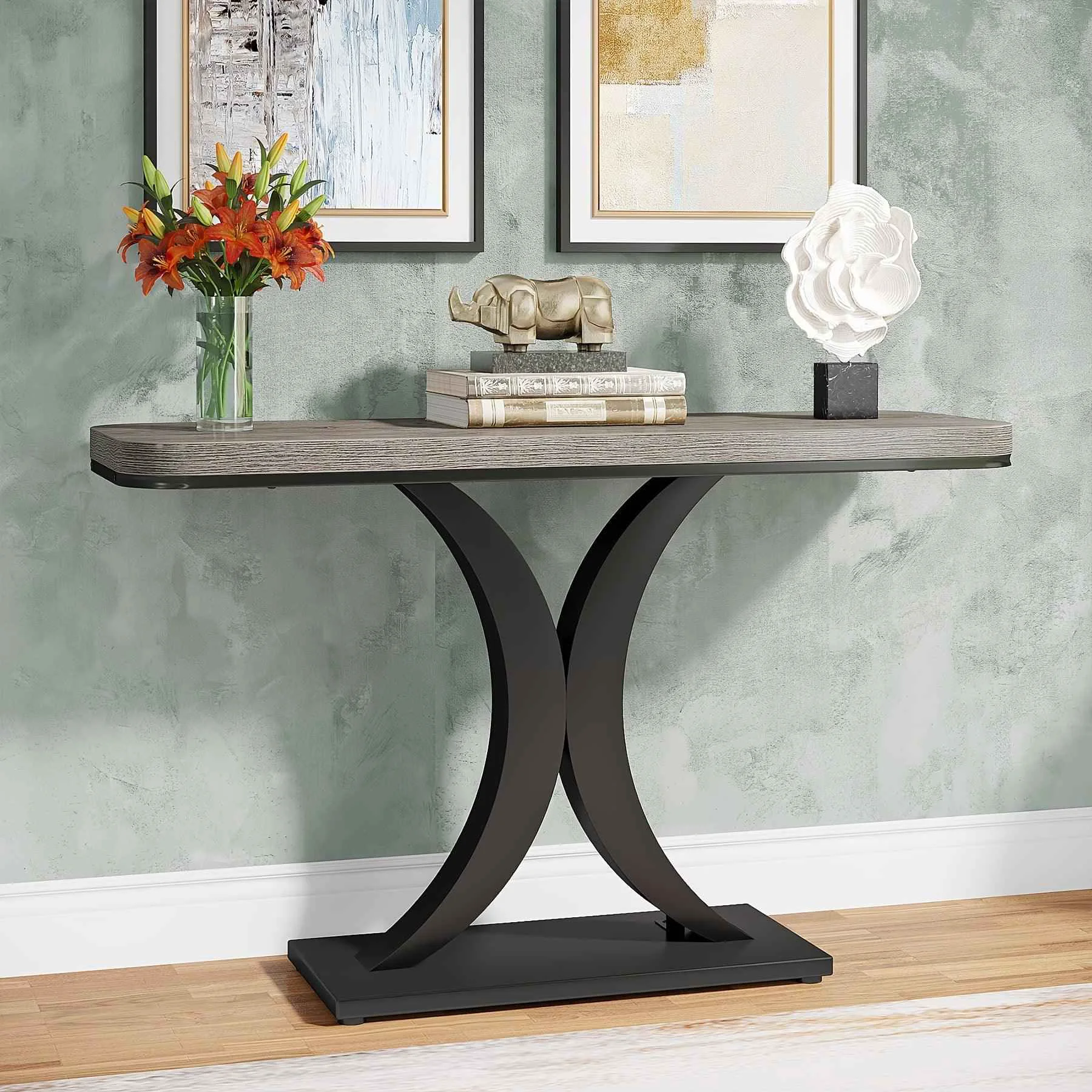 Exclusive Console Table – Geometric Gray 40 Inch User-Friendly