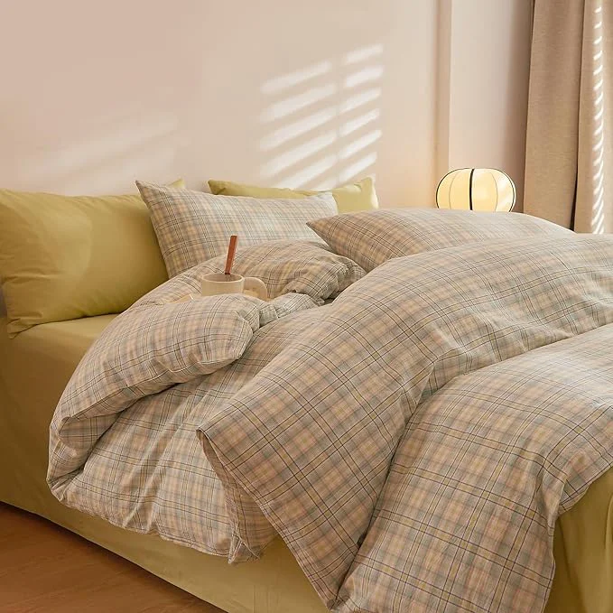 Dependable Plaid Comforter Sets Queen Cute Fluffy Bedding Set All Season Down Washed Cotton Rustic Bedding Comforter Sets Boho Puffy Super Soft Farmhouse Bed Comforter with 2 Pillowcases Versatile