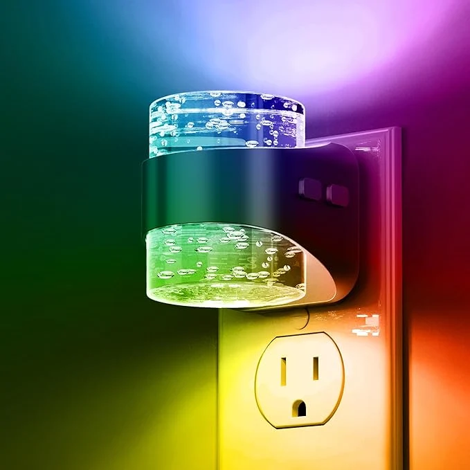 User-Friendly L LOHAS LED Night Light RGB Bubble Night Lights Plug into Wall 10-Color Efficient