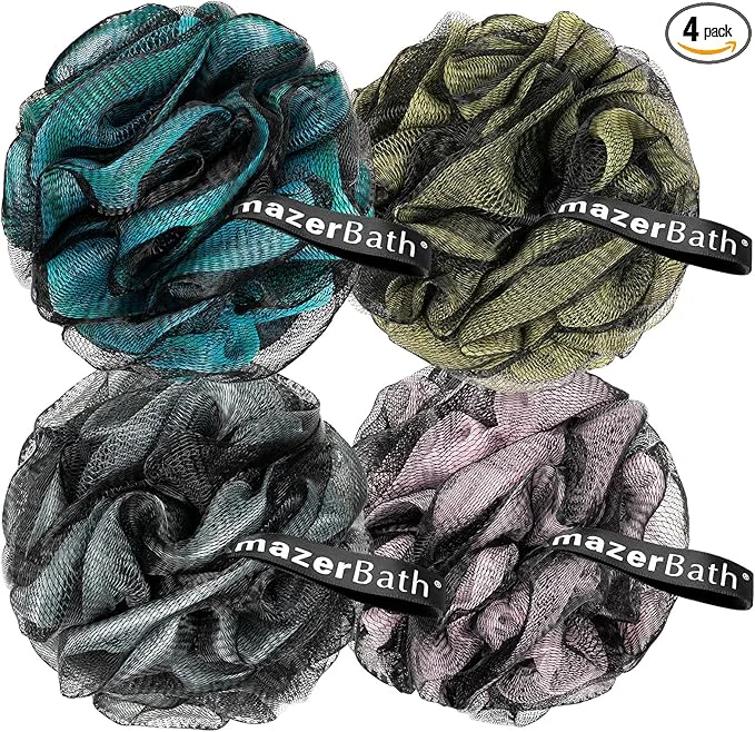 Refined AmazerBath Charcoal Loofah Sponge Large Shower Loofah 75g PCS Relaxed