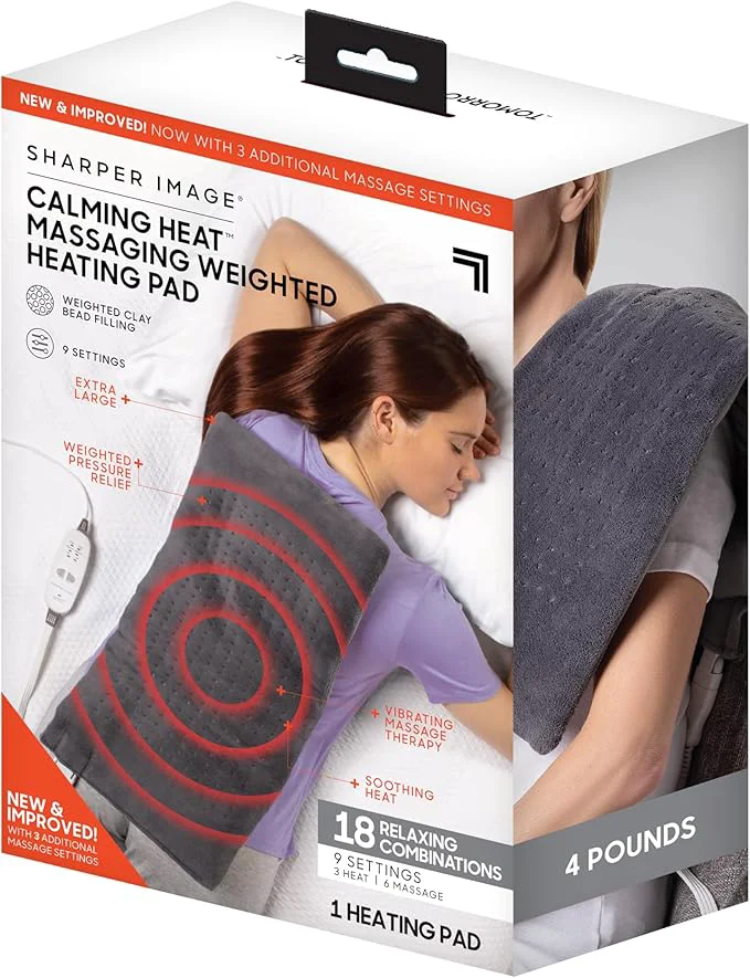 Genuine Calming Heat Massaging Vibrations Weighted Heating Pad by Sharper Image Functional