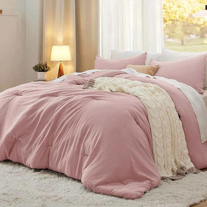 Practical Bedsure King Comforter Set Pink Soft Prewashed Bedding for All Seasons 3 Pieces GentleSoft™ Bed Set 1 Lightweight Comforter 104 quot x90 quot and 2 Pillowcases 20 quot x36 quot Secure