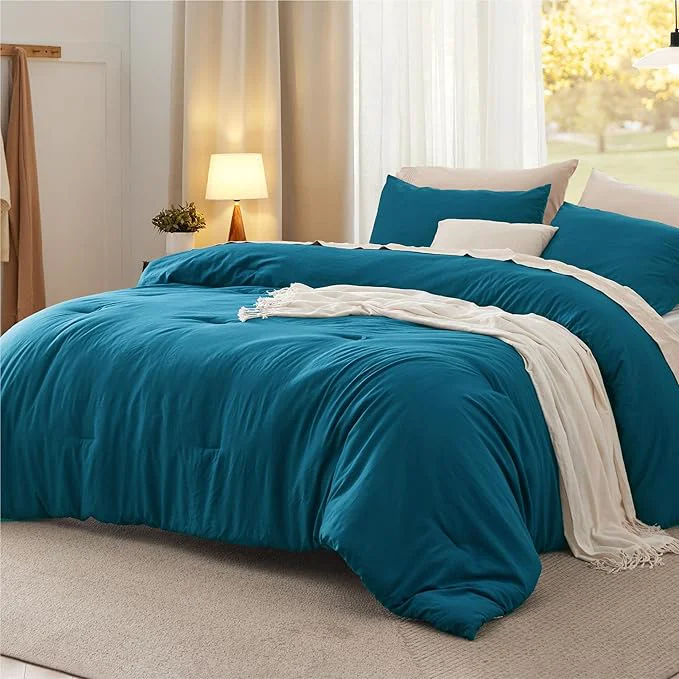 First-Class Bedsure Queen Comforter Set Teal Soft Prewashed Bedding for All Seasons 3 Pieces GentleSoft™ Bed Set 1 Lightweight Comforter 90 quot x90 quot and 2 Pillowcases 20 quot x26 quot Fashionable