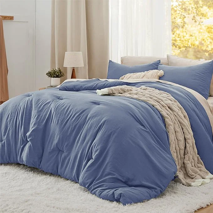 Breathable Bedsure King Comforter Set Blue Soft Prewashed Bedding for All Seasons 3 Pieces GentleSoft™ Bed Set 1 Lightweight Comforter 104 quot x90 quot and 2 Pillowcases 20 quot x36 quot Next-Generation