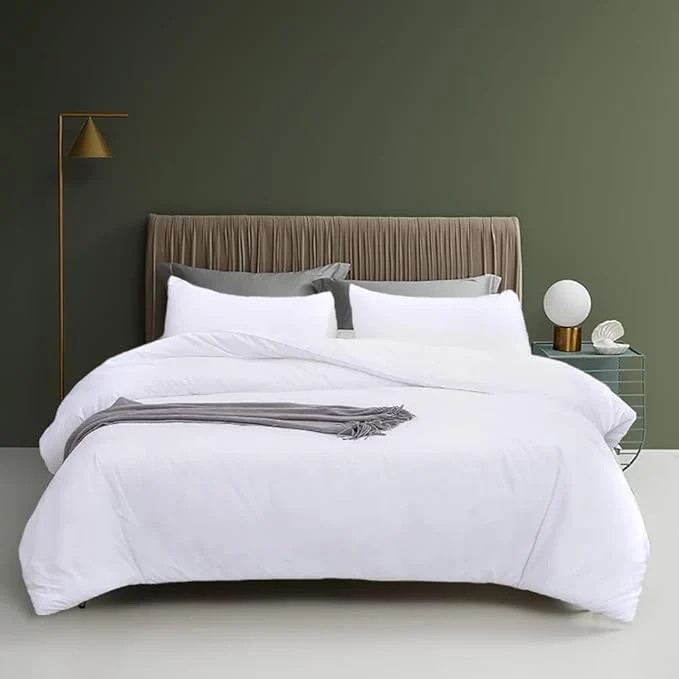 High-Quality Houseri Fluffy Plain White Bedding Comforter Set – Queen Size Puffy Lightweight Soft Solid Color Bed Quilts – Cozy Women Men Girls Boys Pure White Hotel Dorm Comforter Set Trendy