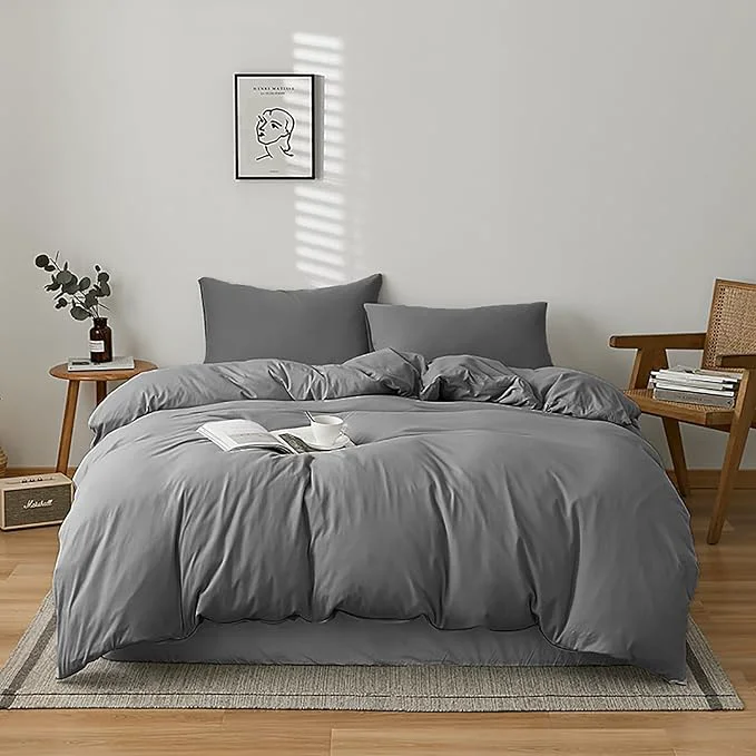 Specialty Cottonight Grey Comforter Sets Full Size Dark Grey Bedding Comforter Set Full Charcoal Gray Quilts Blanket Modern Solid 3PCS Smoke Gray Bedding Comforter Set for Men Boys Adults Full Bed Unique
