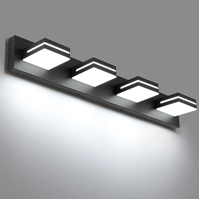 Selected SineRise LED Modern Bathroom Vanity Light Fixtures Matte Black Modern Acrylic Eco-Friendly