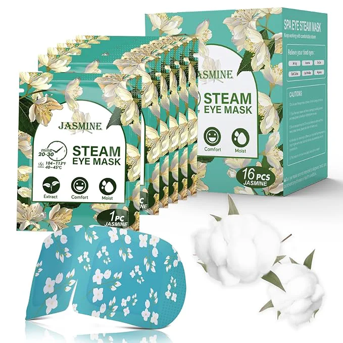 Safe 16-Pack Steam Eye Masks for Dry Eyes Jasmine Warm Eye Mask for Tired Eyes Functional