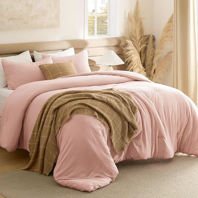 Organic Bedsure King Comforter Set Blush Pink Soft Prewashed Bedding for All Seasons 3 Pieces GentleSoft™ Bed Set 1 Lightweight Comforter 104 quot x90 quot and 2 Pillowcases 20 quot x36 quot Environmentally Friendly