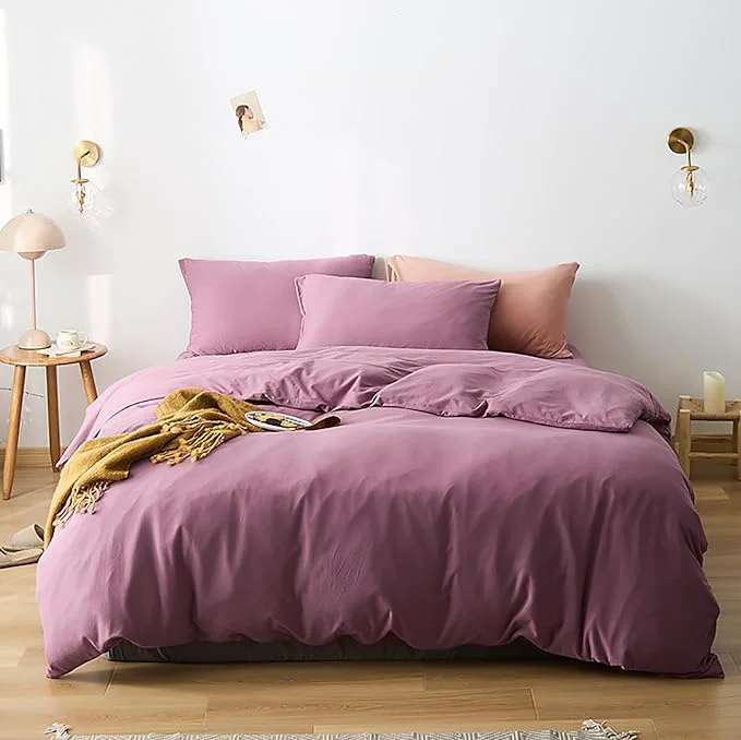 Fast Cottonight Purple Comforter Set Full Dusty Purple Bedding Comforter Set Full Pale Mauve Solid Modern Blanket Quilts Soft Breathable 3 Piece Comforter Set for Adults Teens Prestigious