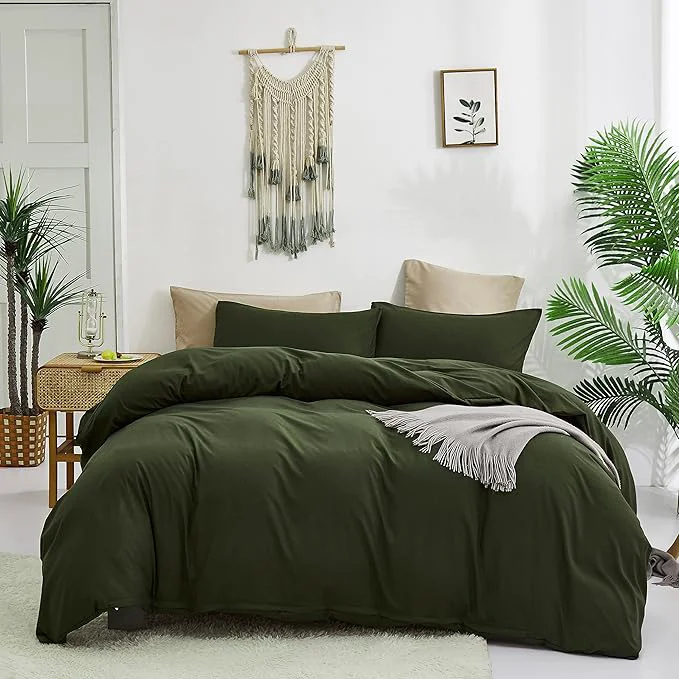 Trusted Cottonight Army Green Comforter Set California King Olive Green Bedding Set Cal King Dark Color Solid Blanket Quilts Modern Soft Breathable 3 Piece Comforter Set for Women Men Sustainable