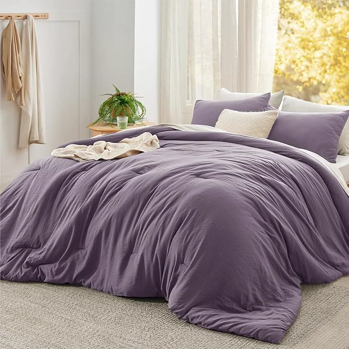 Professional Bedsure Super King Plus Comforter Set Grayish Purple Soft Prewashed Bedding for All Seasons 3 Pieces GentleSoft™ Bed Set 1 Lightweight Comforter 128 quot x120 quot and 2 Pillowcases 20 quot x36 quot Fine Crafted