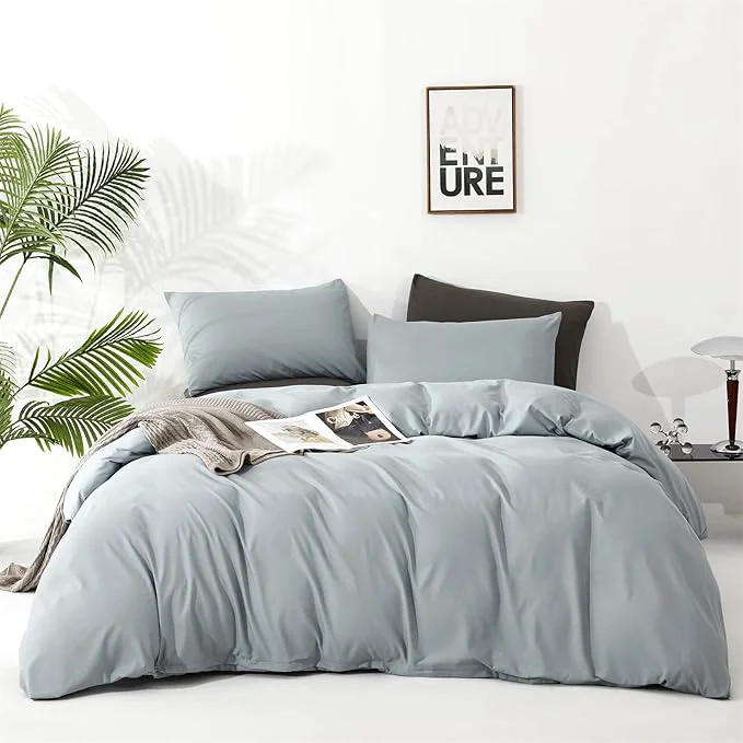 Artisan Cottonight Blue Comforter Set – Queen Size Light Blue Bedding – Dusty Blue Blanket amp Quilts – Modern Soft Breathable – Baby Blue Comforter Set for Women amp Men Stylish