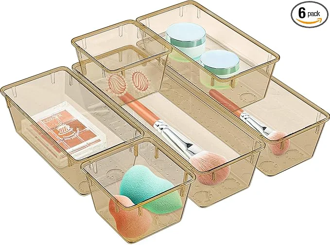 Soft WOWBOX 6 Pack Clear Drawer Organizer Set Acrylic Drawer Storage Trays Effective
