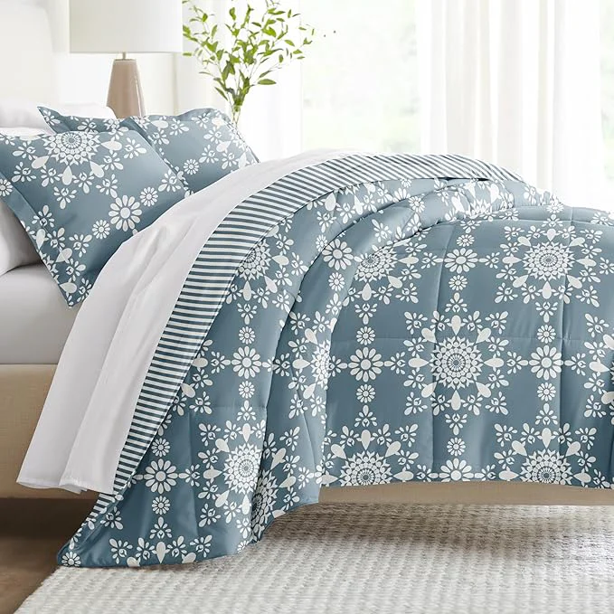 Relaxed Linen Market Reversible King Size Comforter Set 3 Piece – Bring Luxury Home with Our Soft and Lightweight Down Comforter King Set – This Includes Your King Comforter and 2 Pillow Shams Certified