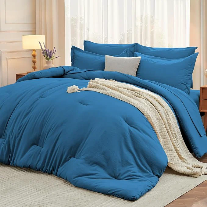 Safe MUXHOMO 5 Pieces Twin XL Comforter Set Soft Bed in a Bag Twin XL Size All Season Bedding Set with Comforter Flat Sheet Fitted Sheet Pillowcases amp Shams Bluish Green Certified
