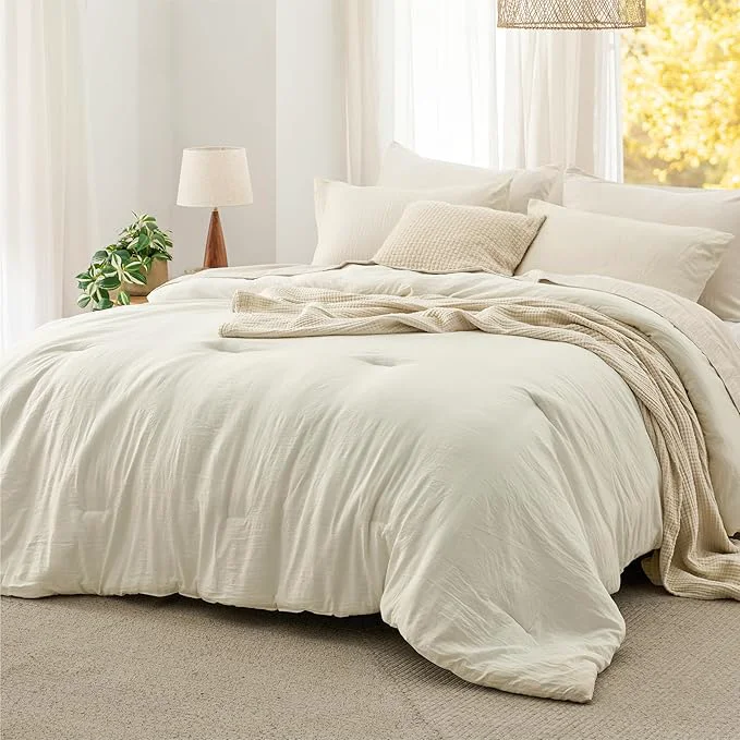 Organic Bedsure King Comforter Set Ivory Soft Prewashed Bedding for All Seasons 3 Pieces GentleSoft™ Bed Set 1 Lightweight Comforter 104 quot x90 quot and 2 Pillowcases 20 quot x36 quot Professional