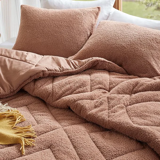 Green Comfort Spaces Twin Comforter Set Reversible Feather-Soft Plush Comforters for Twin Size Bed All Season Lightweight Shearling Fleece Sherpa Comforter Twin Size Bed Set Twin Twin XL Brown 2 Piece Pure