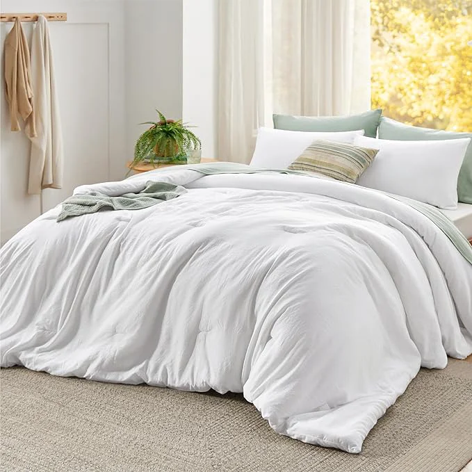 Original Bedsure Super King Comforter Set White Soft Prewashed Bedding for All Seasons 3 Pieces GentleSoft™ Bed Set 1 Lightweight Comforter 120 quot x120 quot and 2 Pillowcases 20 quot x36 quot Breathable