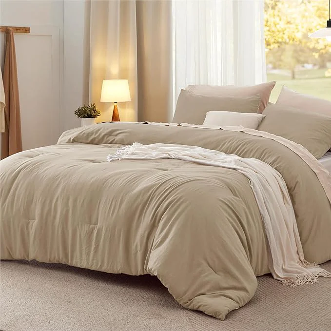 Top-Quality Bedsure California King Comforter Set Khaki Soft Prewashed Bedding for All Seasons 3 Pieces GentleSoft™ Bed Set 1 Lightweight Comforter 104 quot x96 quot and 2 Pillowcases 20 quot x36 quot Solid