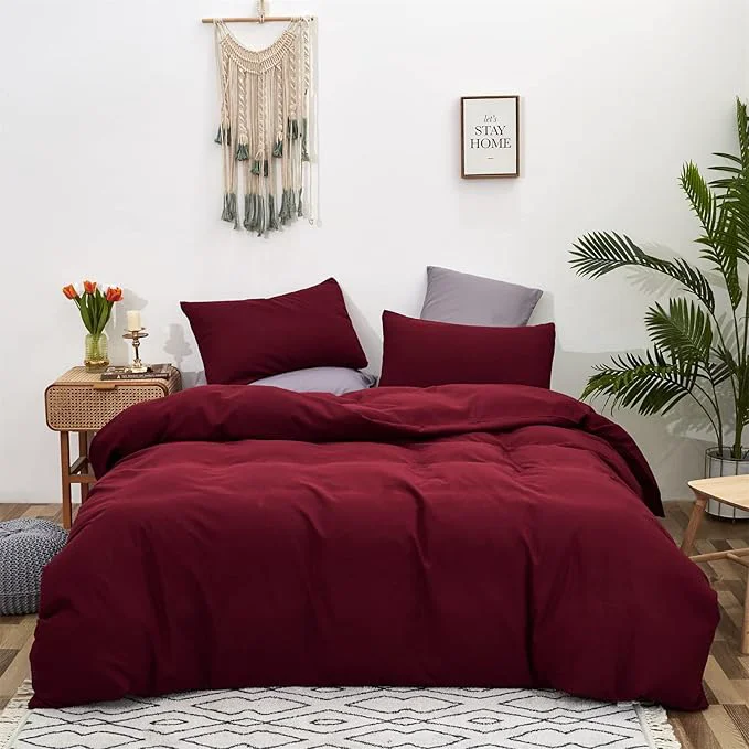 Safe Cottonight Burgundy Comforter Queen Women Girls Wine Red Bedding Comforter Set Claret Dark Red Comforter Soft Breathable Claret Blanket Quilt Durable Comforter Set Queen Bed World-Class