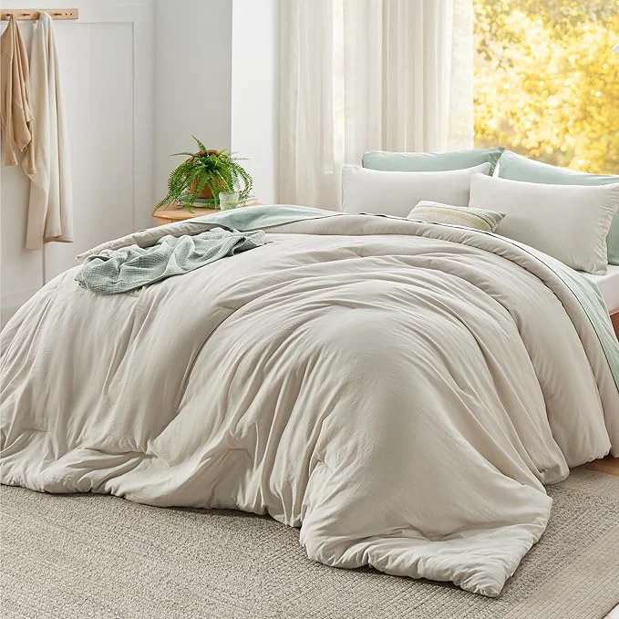 First-Class Bedsure Super King Comforter Set Beige Soft Prewashed Bedding for All Seasons 3 Pieces GentleSoft™ Bed Set 1 Lightweight Comforter 120 quot x120 quot and 2 Pillowcases 20 quot x36 quot Luxury