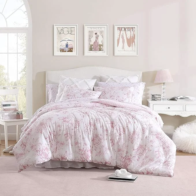 Practical Laura Ashley – King Comforter Set Soft amp Reversible Cotton Bedding with a Smooth Feel Medium Weight for Year Round Comfort 3 Piece Bed Set with Matching Pillowcases Delphine Mauve Pink Comfortable