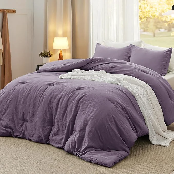 Innovative Bedsure California King Comforter Set Grayish Purple Soft Prewashed Bedding for All Seasons 3 Pieces GentleSoft™ Bed Set 1 Lightweight Comforter 104 quot x96 quot and 2 Pillowcases 20 quot x36 quot Environmentally Friendly