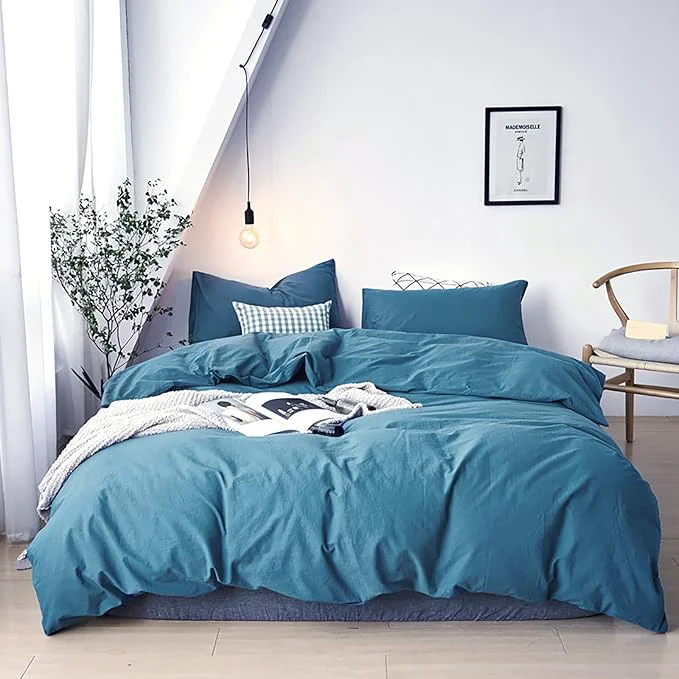 Superior Cottonight Blue Comforter Sets California King Lake Blue Bedding Set Women Men Blanket Quilts Breathable Soft Solid Cal King Bedding Comforter Sets Luxury