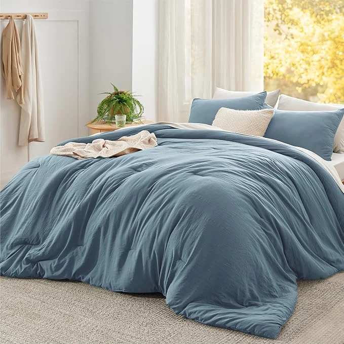 Certified Bedsure Super King Comforter Set Dusty Blue Soft Prewashed Bedding for All Seasons 3 Pieces GentleSoft™ Bed Set 1 Lightweight Comforter 120 quot x120 quot and 2 Pillowcases 20 quot x36 quot Verified