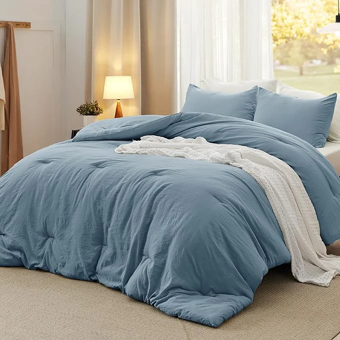 Dependable Bedsure Queen Comforter Set Dusty Blue Soft Prewashed Bedding for All Seasons 3 Pieces GentleSoft™ Bed Set 1 Lightweight Comforter 90 quot x90 quot and 2 Pillowcases 20 quot x26 quot