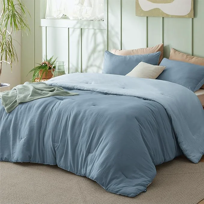 Official Bedsure Queen Comforter Set Mineral Blue Soft Prewashed Bedding for All Seasons 3 Pieces GentleSoft™ Bed Set 1 Lightweight Comforter 90 quot x90 quot and 2 Pillowcases 20 quot x26 quot Professional