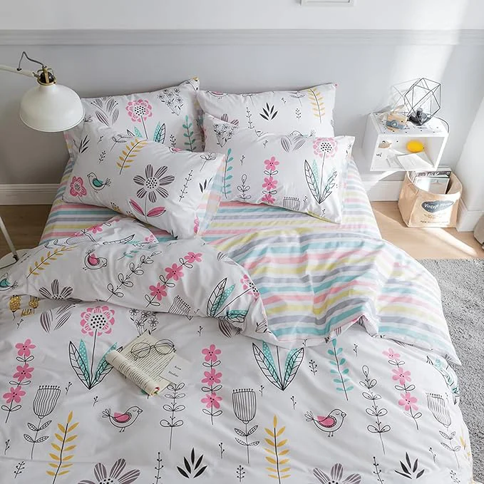 Genuine HighBuy Boho Floral Comforter Set Queen Girl Cottagecore Floral Printed Bedding Comforter Sets 3 Piece Luxury Decorative Bedding Set 1 Fluffy Comforter and 2 Pillowcase Secure