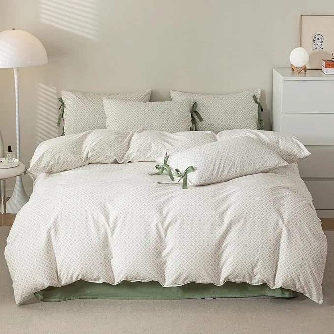Optimized HighBuy Vintage Floral Comforter Set King Size Cozy Fluffy Pink Flower Grids Print Comforter with 2 Bowknot Bow Tie Pillowcases Farmhouse Chic Coquette Aesthetic Bedding Comforter Set Responsible
