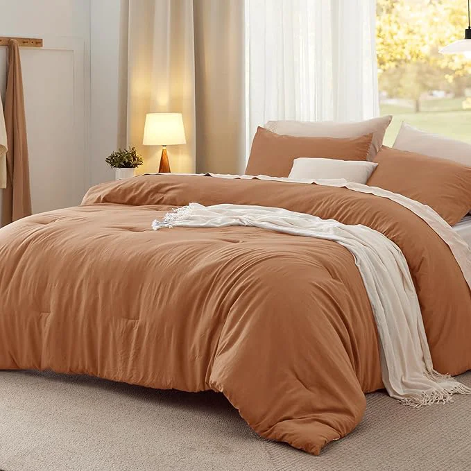 Detailed Bedsure Queen Comforter Set Pumpkin Soft Prewashed Bedding for All Seasons 3 Pieces GentleSoft™ Bed Set 1 Lightweight Comforter 90 quot x90 quot and 2 Pillowcases 20 quot x26 quot Contemporary