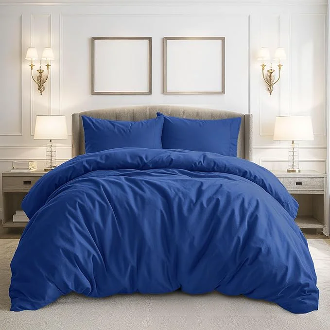 Versatile Pure Bedding Duvet Cover King Size – 3 Pieces Extra Soft Bedding Set Includes 1 Duvet Cover 104×90 Inches with Zipper Closure amp 2 Pillow Shams Comforter Not Included Navy Verified