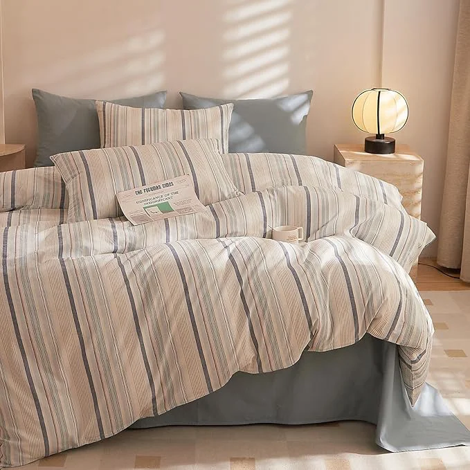 Powerful HighBuy Blue Gingham King Size Comforter Set Aztec Design Gingham Striped Bedding Comforter Set Bohemian for Women Men Warm Bedding Comforter Sets for King Bed Reliable