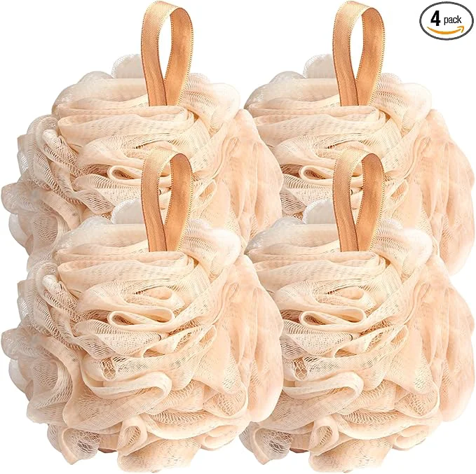 Green Fishent Loofah Bath Sponge Shower Loofahs 4 Pack Soft Loofa Exfoliating Body Healthy