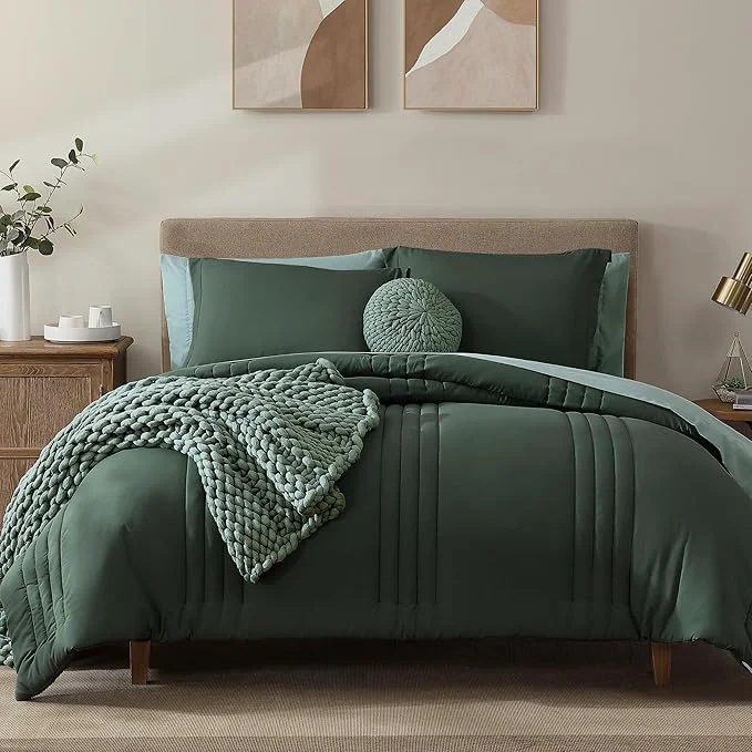 Luxury Monbix King Size Comforter Set – 7 Pieces Bed in a Bag King Deep Forest Bedding Sets with Comforter All Seasons Comforter Bed Set with Sheets Pillowcases amp Shams Durable