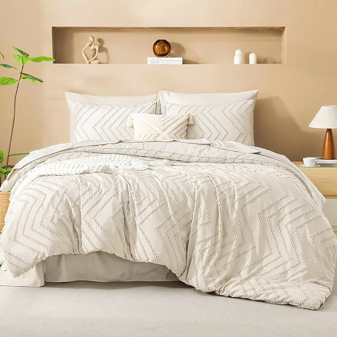 High-Performance Litanika Oversized King Size Comforter Set with Sheets Beige – 7 Pieces Bed in a Bag Oversized King Boho Tufted Complete Bedding Sets with Comforter Sheets Pillowcases amp Shams Organic