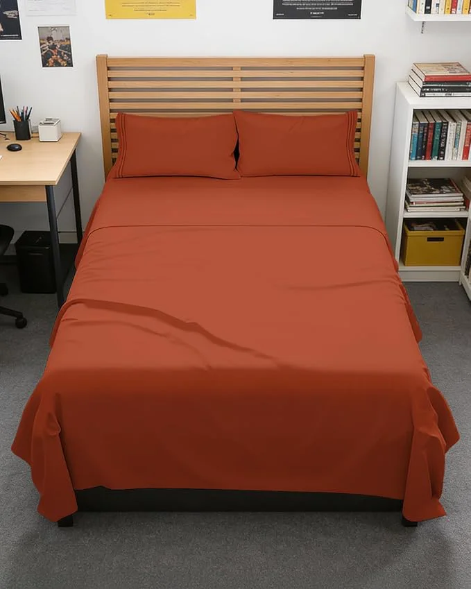 Powerful Full XL Bed Sheet – 4 Piece Full XL Bed Sheets Set – Soft Breathable amp Cooling – Hotel Luxury Bedding for Women Men Kids Teens Boys amp Girls – Deep Pockets Comfy Fade amp Wrinkle – Terracotta Certified