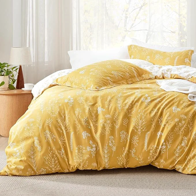 Durable Bedsure Queen Comforter Set – Yellow Bed Set 3 Pieces Cute Floral Bedding 1 Soft Reversible Botanical Flowers Comforter and 2 Pillow Shams Specialty