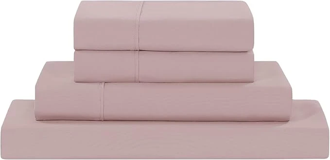 Traditional Modern Threads Soft Microfiber Solid Sheets – Luxurious Microfiber Bed Sheets – Includes Flat Sheet Fitted Sheet with Deep Pockets amp Pillowcases Cameo Rose California King Casual