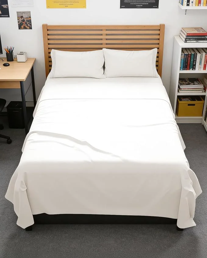 Genuine Full XL Bed Sheet – 4 Piece Full XL Bed Sheets Set – Soft Breathable amp Cooling – Hotel Luxury Bedding for Women Men Kids Teens Boys amp Girls – Deep Pockets Fade and Wrinkle – Antique White World-Class