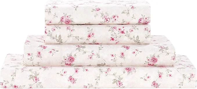 Smart Modern Threads 4-Piece Ultra Soft Microfiber Bed Sheets Set Wrinkle Sheets with Deep Pockets Fitted Sheet Flat Sheet amp Pillowcases Lightweight Breathable Bedding Floral Rose Queen Specialty