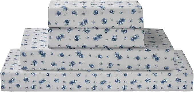 Minimalist Modern Threads 4-Piece Ultra Soft Microfiber Bed Sheets Set Wrinkle Sheets with Deep Pockets Fitted Sheet Flat Sheet amp Pillowcases Lightweight Breathable Bedding Blue Roses Full Practical