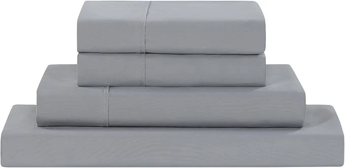Casual Modern Threads Soft Microfiber Solid Sheets – Luxurious Microfiber Bed Sheets – Includes Flat Sheet Fitted Sheet with Deep Pockets amp Pillowcases Stone Twin Optimized